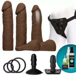 Doc Johnson Vac-U-Lock Dual Density Ultraskyn Dildo Set - Brown