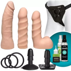 Doc Johnson Vac-U-Lock Dual Density Starter Dildo Set - Flesh