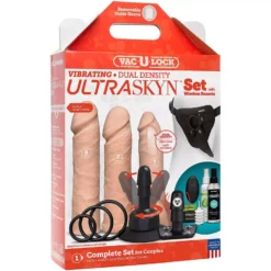 Doc Johnson Vac-U-Lock Dual Density Ultraskyn Dildo Set - Flesh - Vibration -Gay Verkäufe 1053 05 bx dupe2