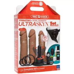 Doc Johnson Vac-U-Lock Dual Density Ultraskyn Dildo Set - Tan - Vibration -Gay Verkäufe 1053 06 bx dupe3