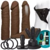 Doc Johnson Vibrating Vac-U-Lock Dual Density Ultraskyn Set Brown -Gay Verkäufe 1053 07 bx dupe3