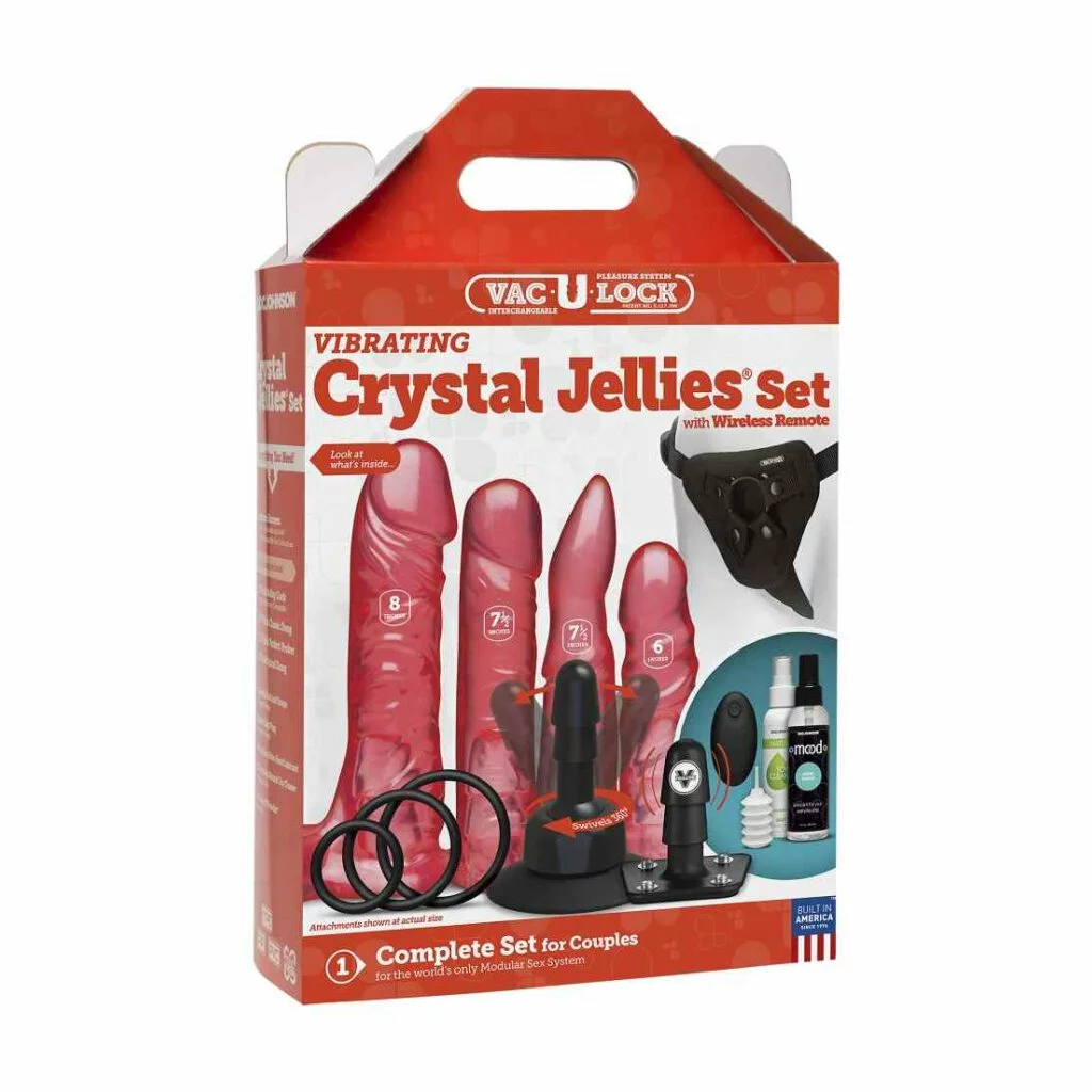 Doc Johnson - Vac-U-Lock Vibrating Crystal Jellies Set With Wireless Remote Pink 7 Doc Johnson - Vac-U-Lock Vibrating Crystal Jellies Set With Wireless Remote Pink – Bild 5